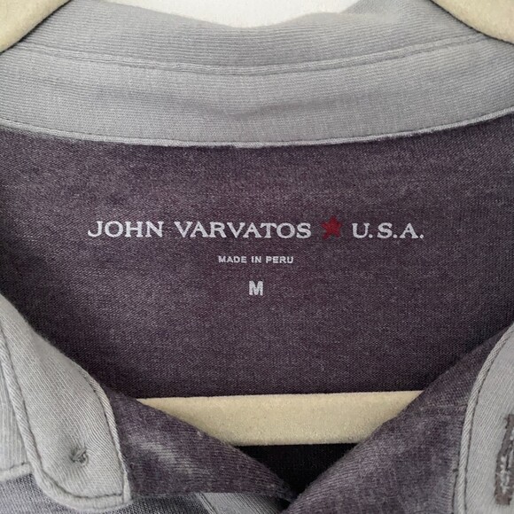 John Varvatos USA Men’s Washed Gray Pullover Short Sleeve Polo Shirt Sz M - Picture 5 of 8
